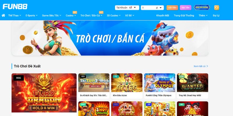 FUN88 da dang san pham ca cuoc